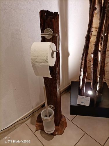 WC Garnitur mal anders WC und Bürstenhalter trifft Holz