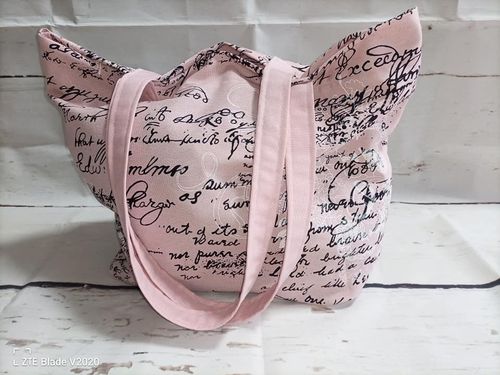 Shopper Einkaufstasche rosa Tasche Umhängetasche, Riemchen Schrift, Canvas