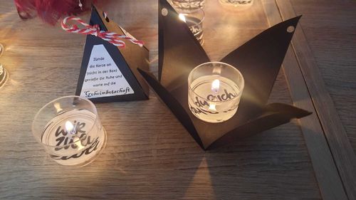 Teelicht mit geheimer Botschaft Glücksbotschaft Geschenkidee + handgefertigte Geschenkbox