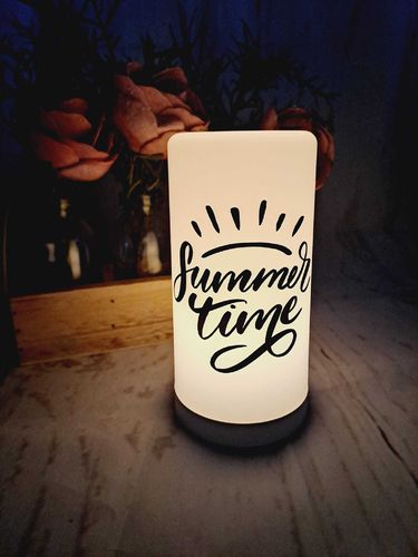 LED Tischleuchte mit Spruch 15cm "Summertime" Batterie 6 Stunden Lampe Leuchte