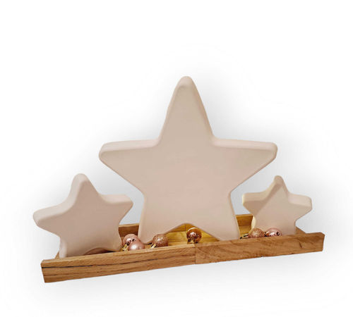 3er Sterne Dekoset Deko Set auf Holz Sterne Weihnachten